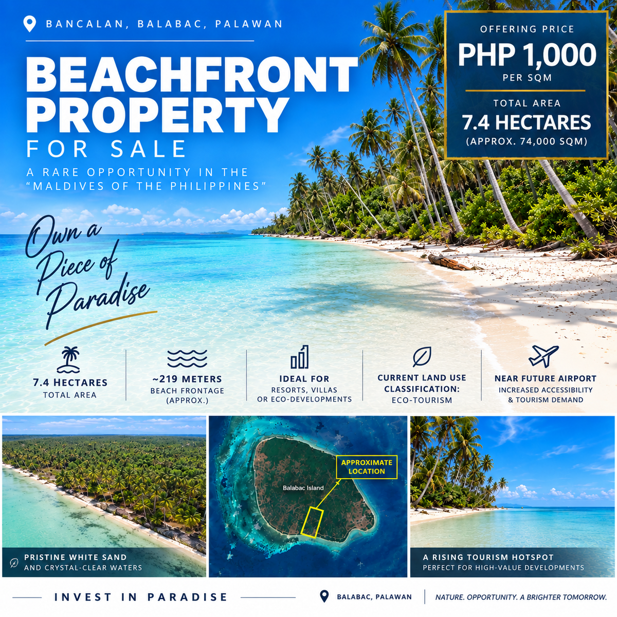 7.4-HECTARE BEACHFRONT PROPERTY | BALABAC, PALAWAN