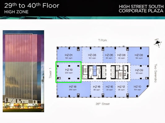 200 sqm Warm Shell Office Space at BGC High Street South Corporate Center T2