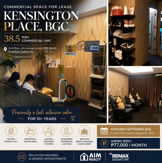 38 sqm Commercial Space at BGC Kensington Place, Taguig City