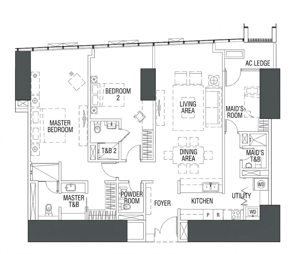 2BR Glass Suite at Park Central Towers (South) Makati CBD