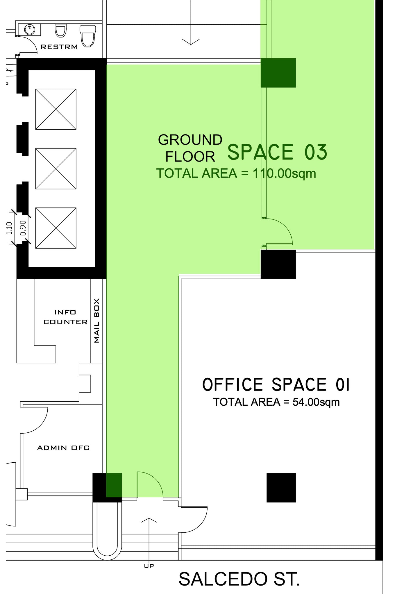 110 sqm Ground Floor Commercial Space in Salcedo St, Legazpi Village, Makati