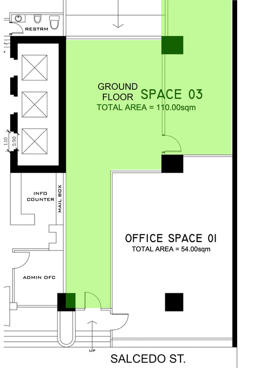 110 sqm Ground Floor Commercial Space in Salcedo St, Legazpi Village, Makati